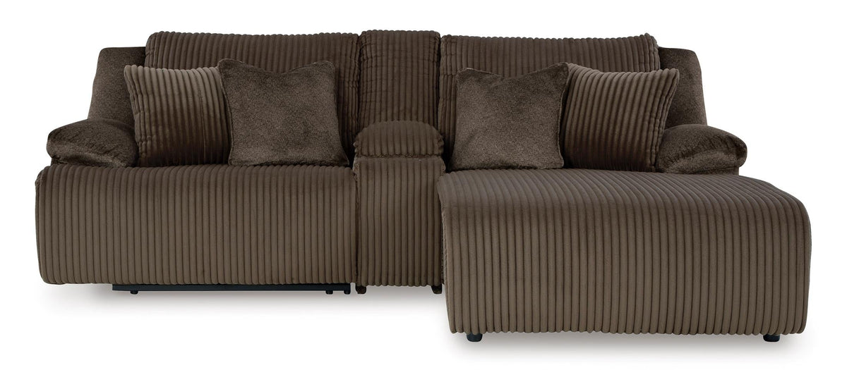 Top Tier Right Facing 3-Piece Reclining Sectional Sofa with Chaise Chocolate