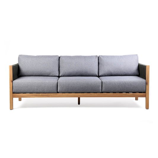Sienna Outdoor Eucalyptus Sofa in Teak Finish with Gray Cushions