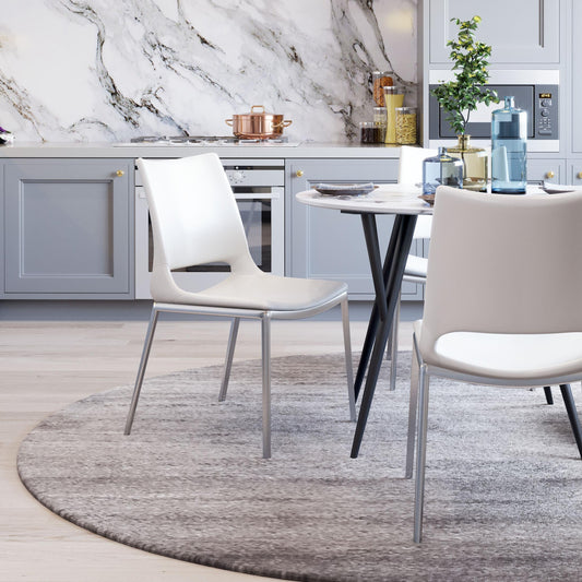 Ace Dining Chair (Set of 2) White & Silver - alternate view