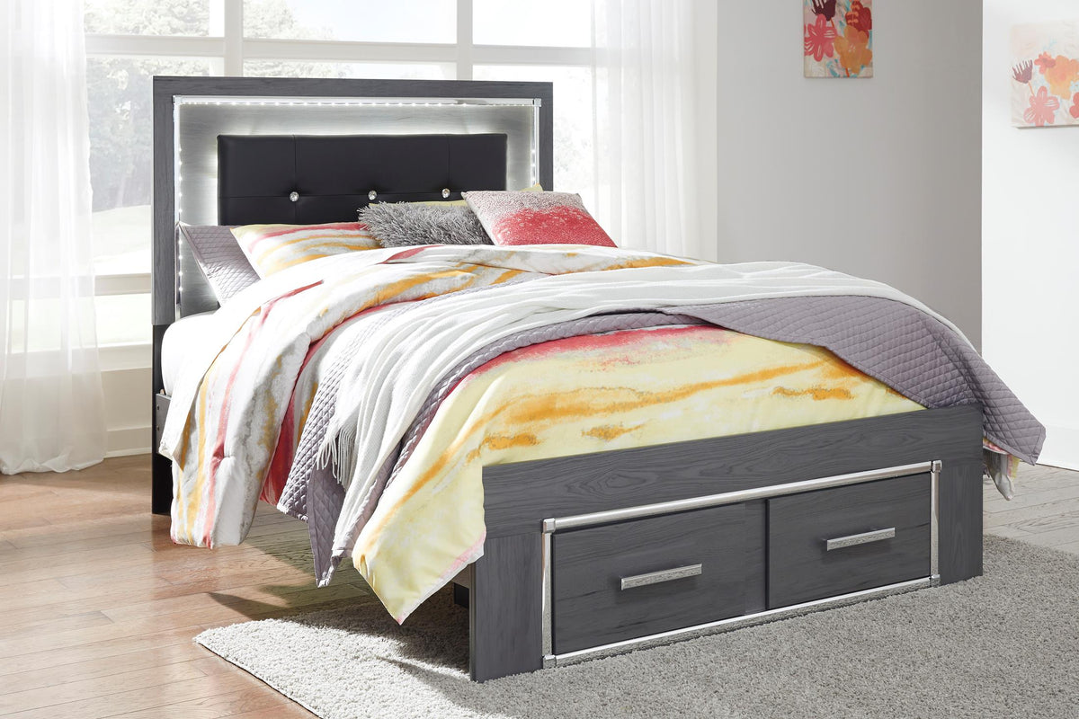 Lodanna Upholstered Panel Bed with 2 Storage Drawers