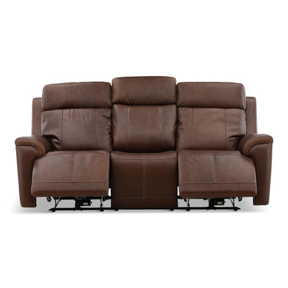 Flexsteel Adrian Leather Power Sofa with Drop Down Table