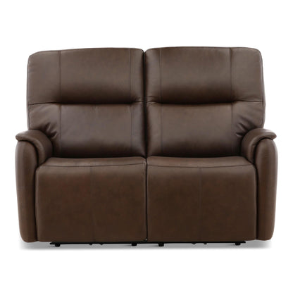 Flexsteel Walker Leather Power Reclining Loveseat Cacao