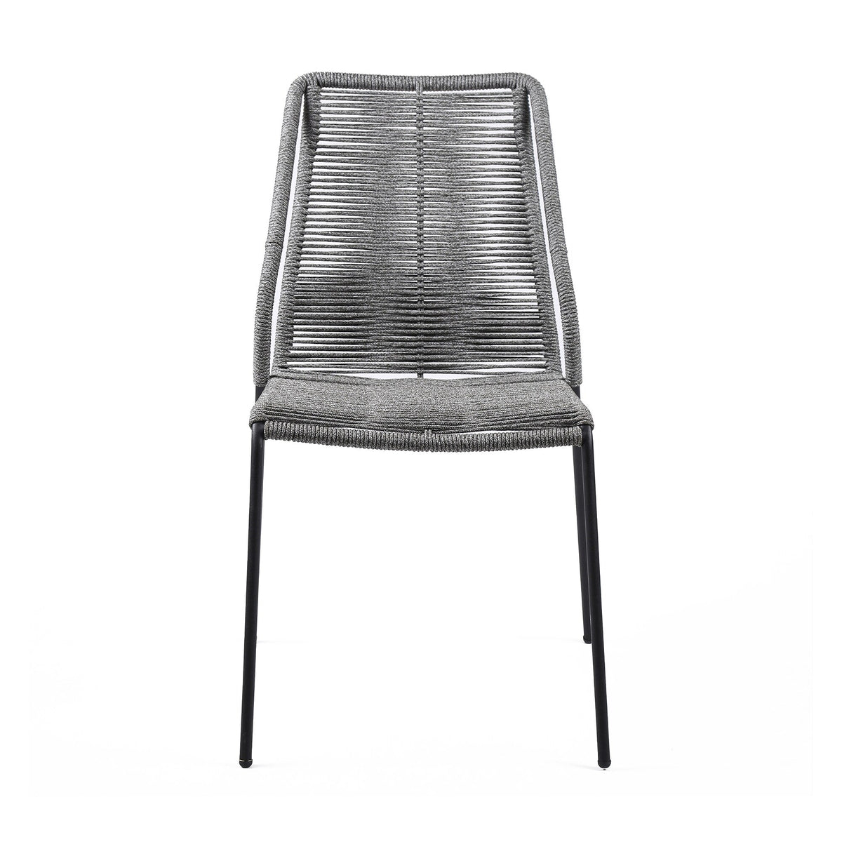Clip Indoor Outdoor Stackable Steel Dining Chair with Rope Gray