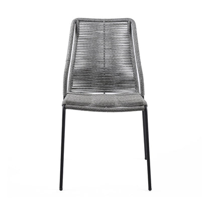 Clip Indoor Outdoor Stackable Steel Dining Chair with Rope Gray