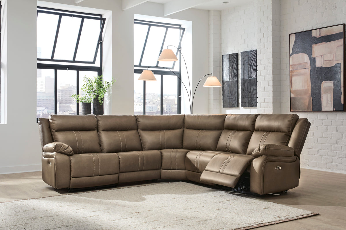 Ashley Max-Media 5-Piece Dual Power Reclining Modular Sectional with 3 Reclining Seats
