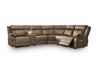 Ashley Max-Media 6-Piece Dual Power Reclining Modular Sectional with Audio Console and 2 Reclining Seats