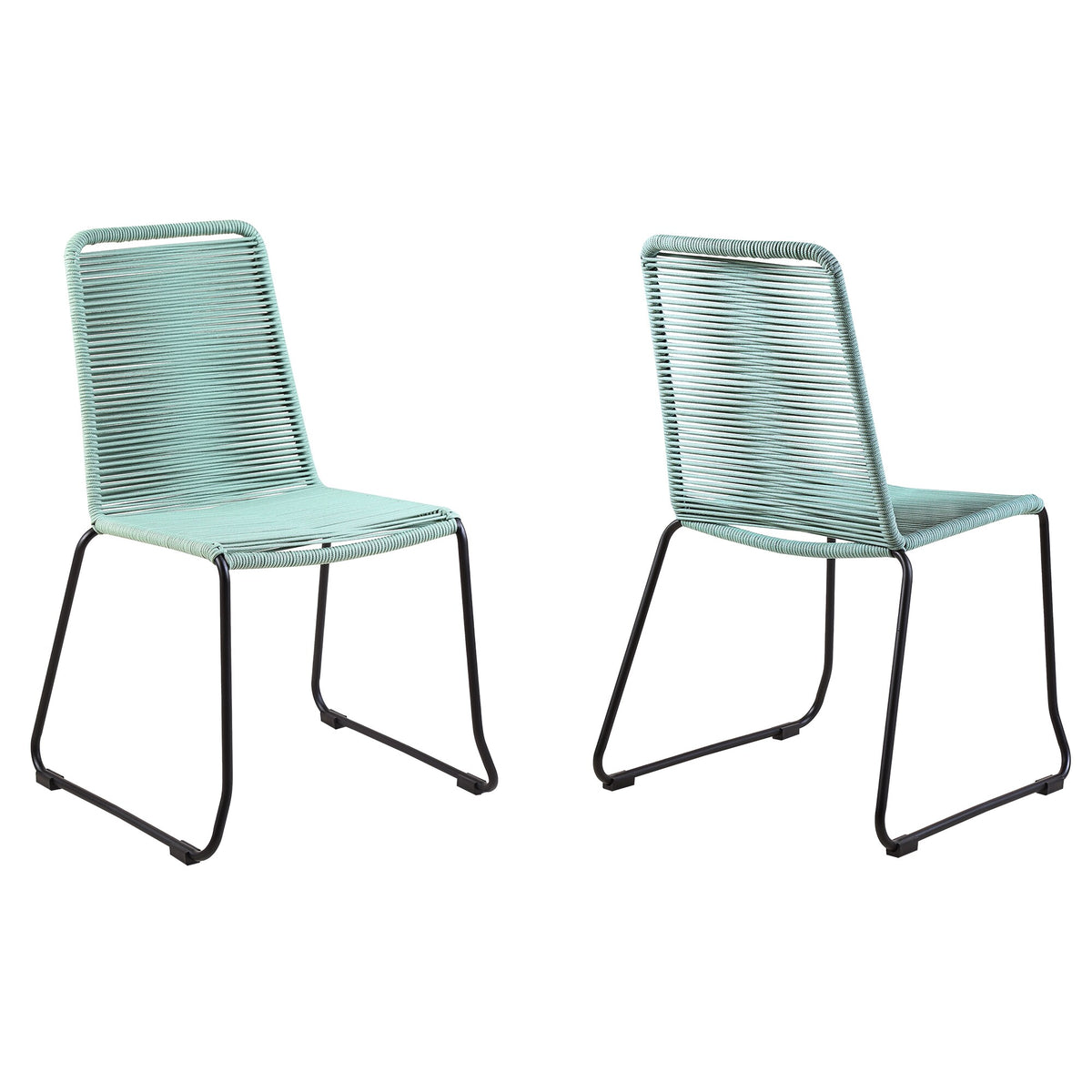 Shasta Outdoor Metal and Rope Stackable Dining Chair (Set of 2) Wasabi