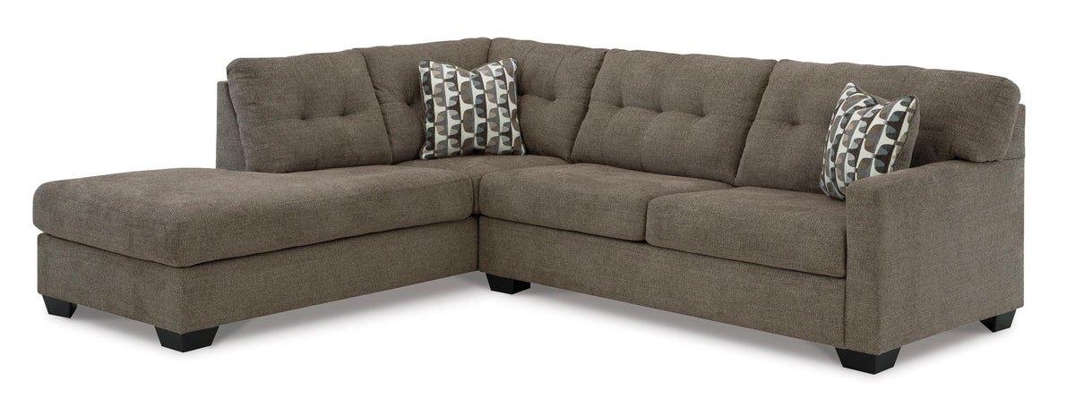 Mahoney 2-Piece Chocolate Sectional with Chaise Left-Facing