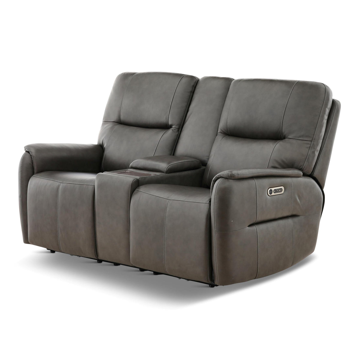 Flexsteel Walker Leather Power Reclining Console Loveseat