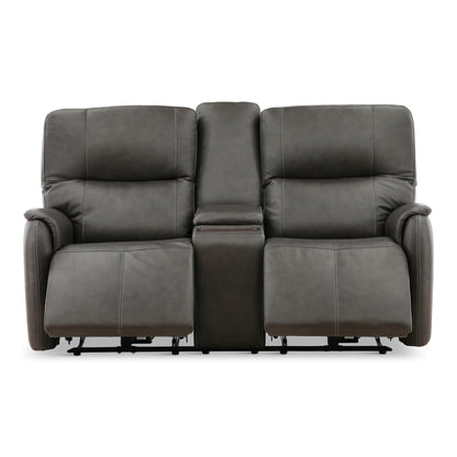 Flexsteel Walker Leather Power Reclining Console Loveseat