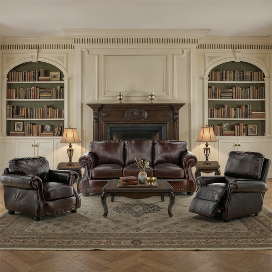 Leonard Leather Ottoman - alternate view