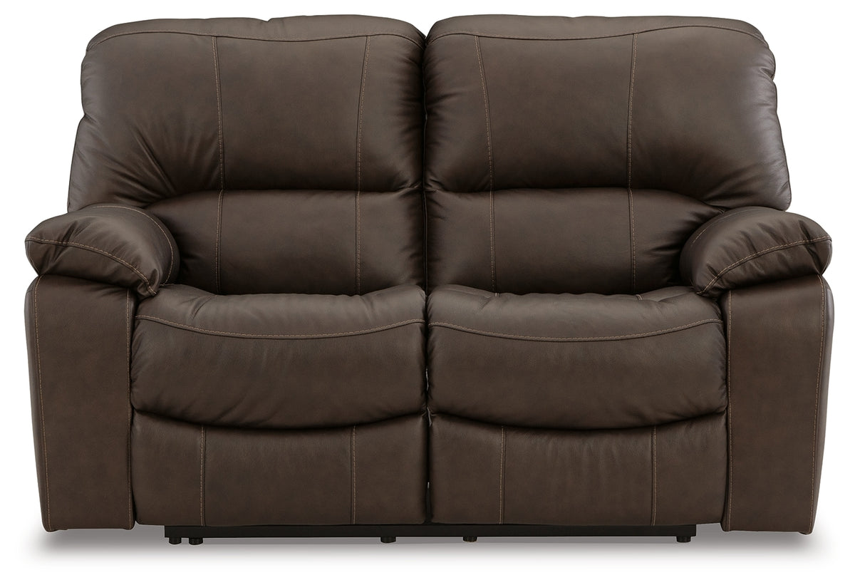 Leesworth Power Reclining Loveseat Dark Brown