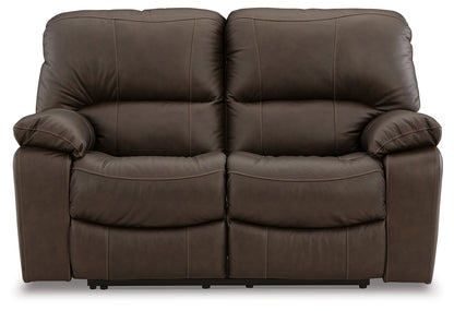 Leesworth Power Reclining Loveseat Dark Brown