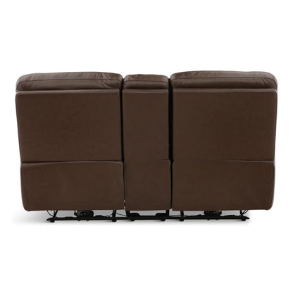 Flexsteel Walker Leather Power Reclining Console Loveseat