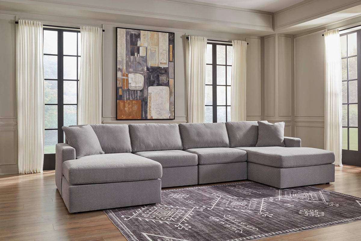 Ashley Modmax 4-Piece Modular Next-Gen Nuvella™ Performance Fabric Double Chaise Sectional