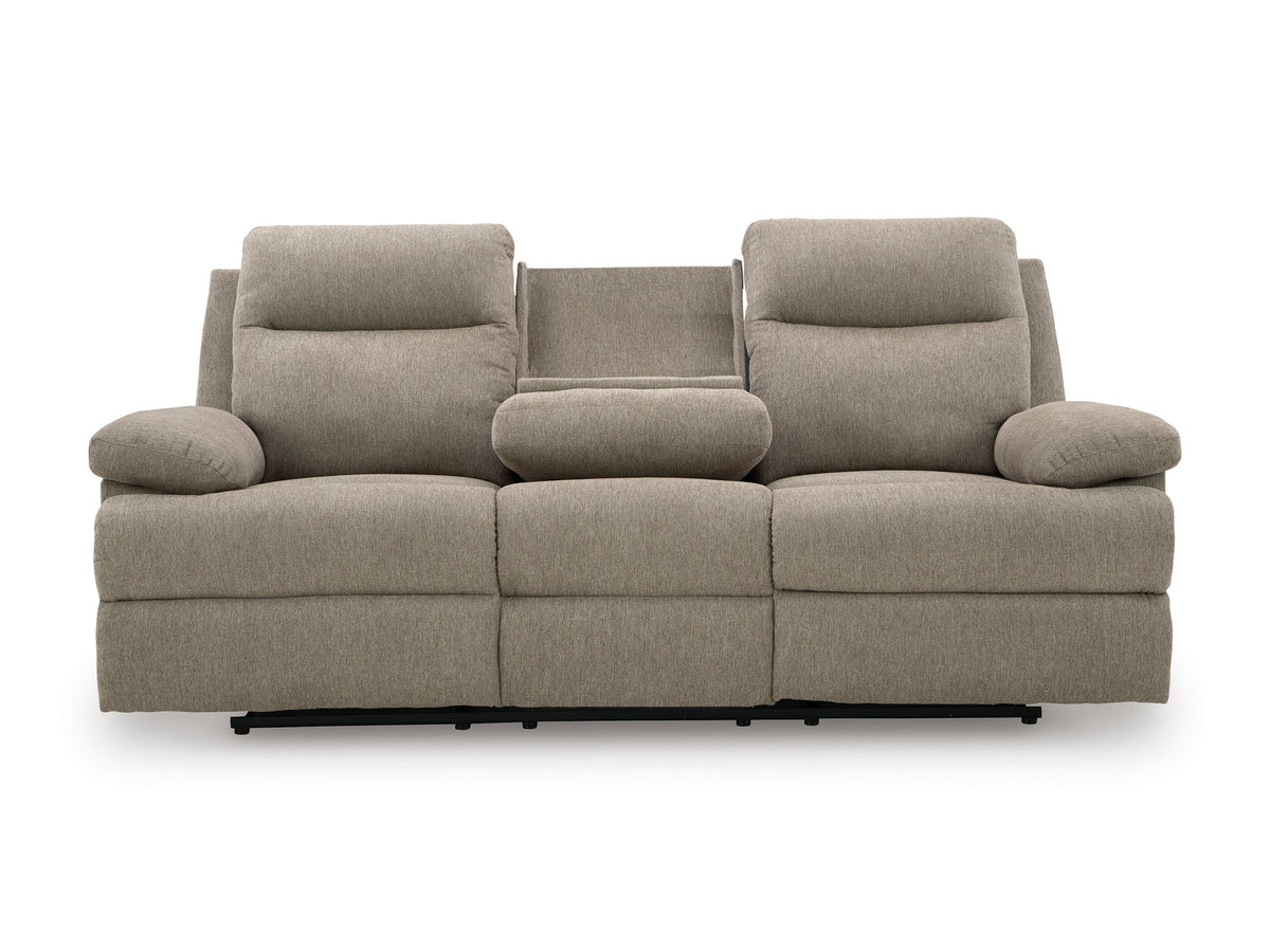Tarrant Reclining Sofa with Drop Down Table Mocha