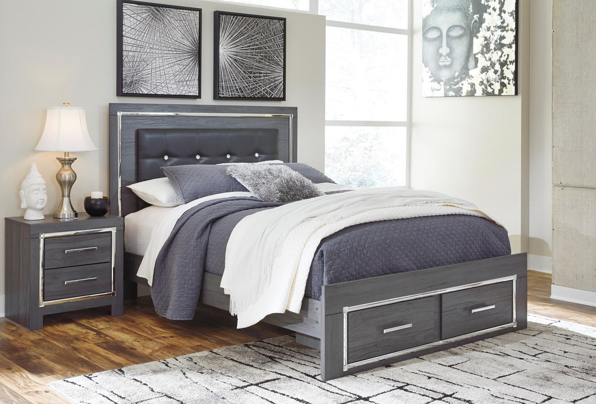Lodanna Upholstered Panel Bed with 2 Storage Drawers Queen