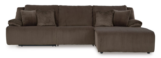 Ashley Top Tier 3-Piece Reclining Sectional Sofa Chaise Chocolate Right-Facing - alternate view