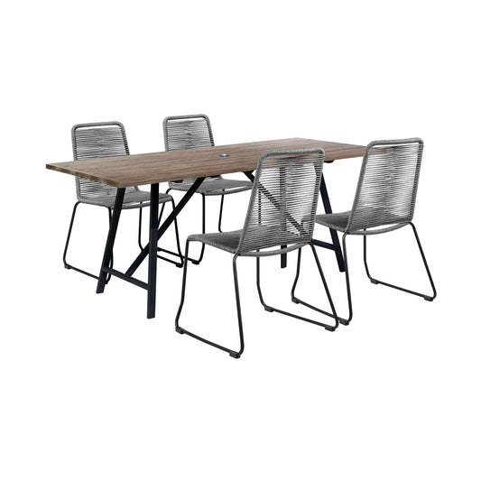 Koala and Shasta 5 Piece Outdoor Patio Dining Set Grey