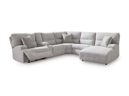 Acklen Place Right-Facing 6-Piece Power Reclining Sectional with Chaise Pewter