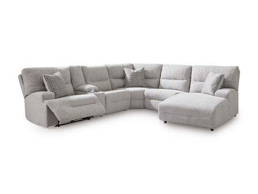 Acklen Place Right-Facing 6-Piece Power Reclining Sectional with Chaise Pewter