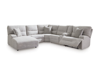 Acklen Place Left-Facing 6-Piece Power Reclining Sectional with Chaise Pewter