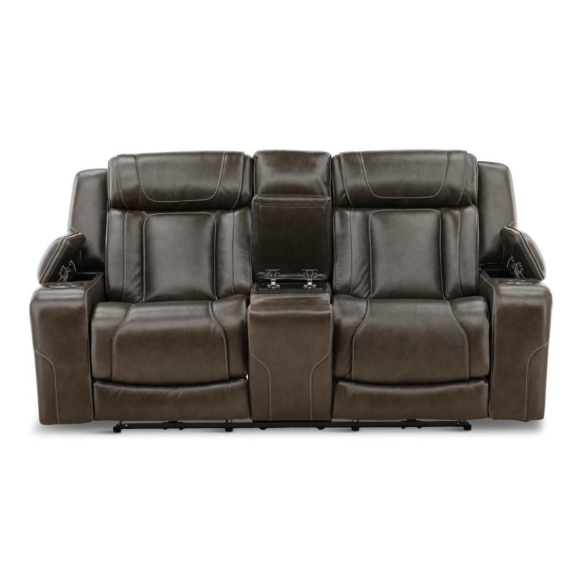 Denver Leather Power Console Loveseat