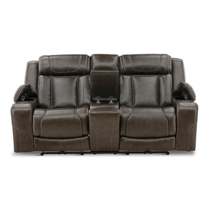 Denver Leather Power Console Loveseat