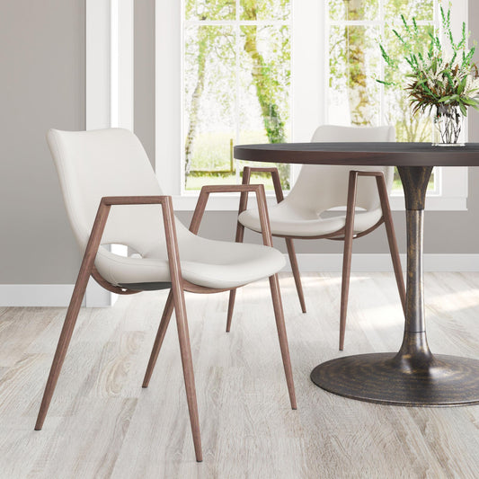 Desi Dining Chair (Set of 2) Beige & Walnut - alternate view