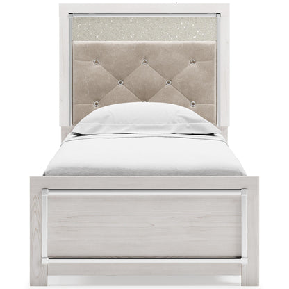 Altyra Twin Panel Bed with Upholstered Headboard