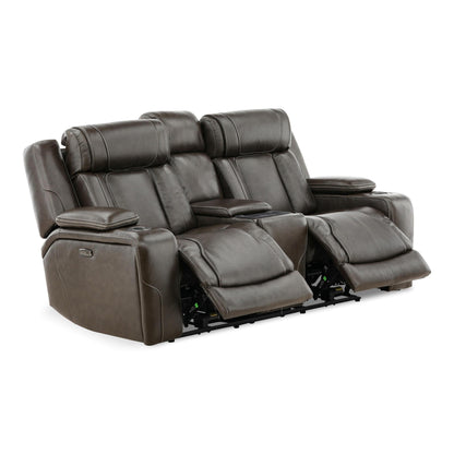 Denver Leather Power Console Loveseat