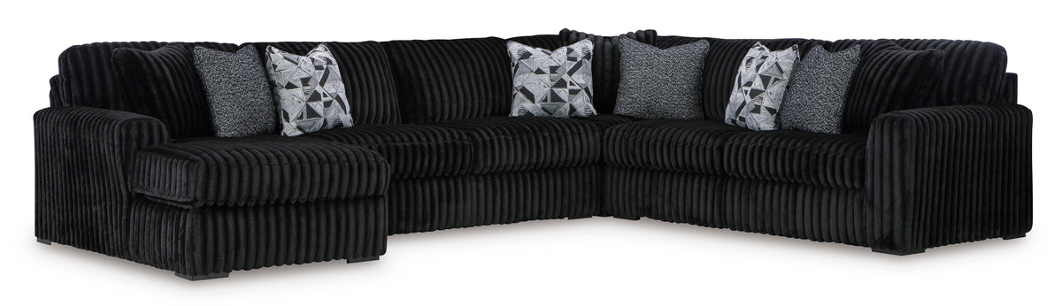 Ashley Midnight-Madness 4-Piece Sectional with Chaise Onyx Left-Facing