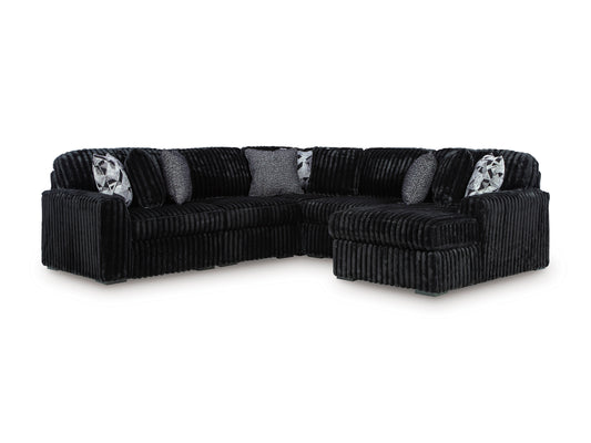 Ashley Midnight-Madness 5-Piece Sectional with Chaise Onyx Right-Facing - alternate view
