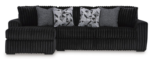 Ashley Midnight-Madness 3-Piece Sectional with Chaise Onyx Left-Facing