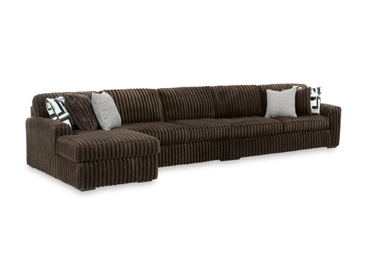 Ashley Midnight-Madness 3-Piece Sectional with Chaise Chocolate Left-Facing - alternate view