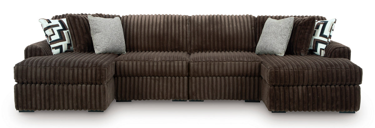 Ashley Midnight-Madness 4-Piece Double Chaise Sectional Chocolate