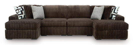 Ashley Midnight-Madness 4-Piece Double Chaise Sectional Chocolate
