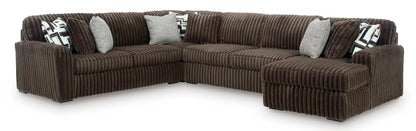 Ashley Midnight-Madness 4-Piece Sectional with Chaise Chocolate Right-Facing