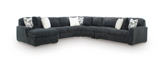 Ashley Midnight-Madness 5-Piece Sofa Sectional with Chaise Gunmetal Left-Facing