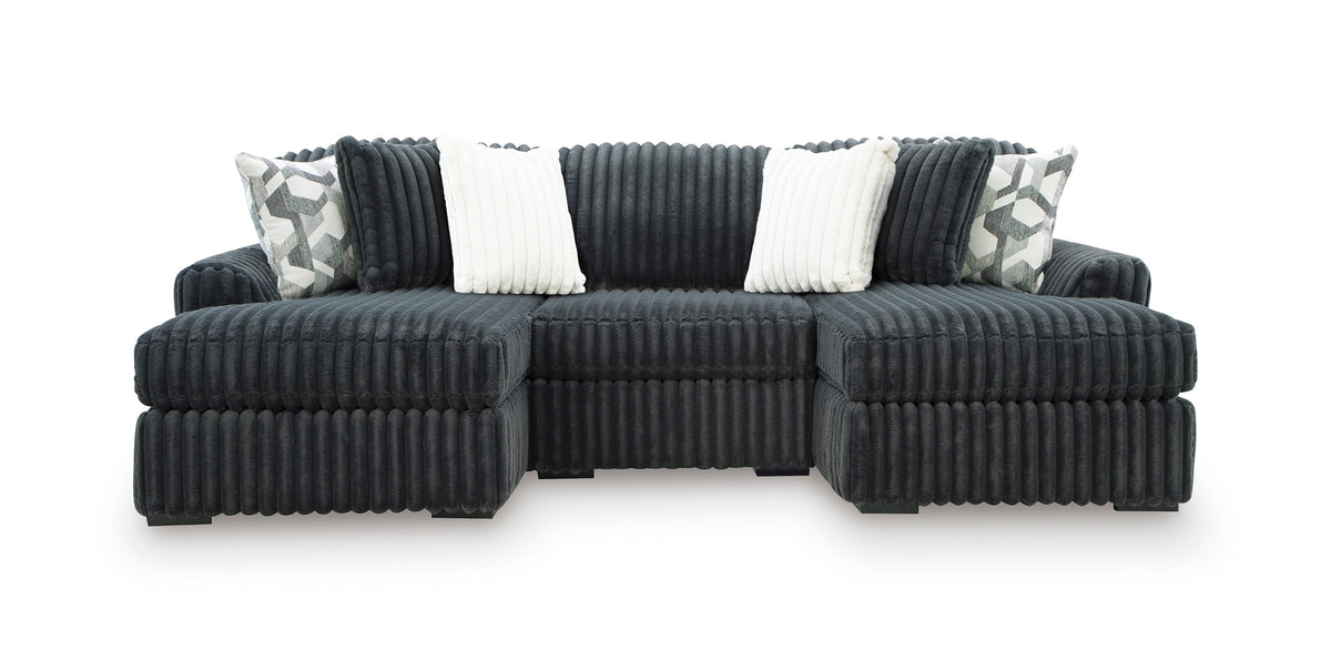 Ashley Midnight-Madness 3-Piece Double Chaise Sofa Gunmetal