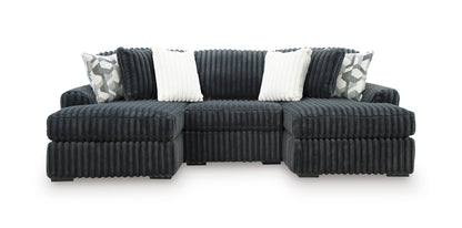 Ashley Midnight-Madness 3-Piece Double Chaise Sofa Gunmetal