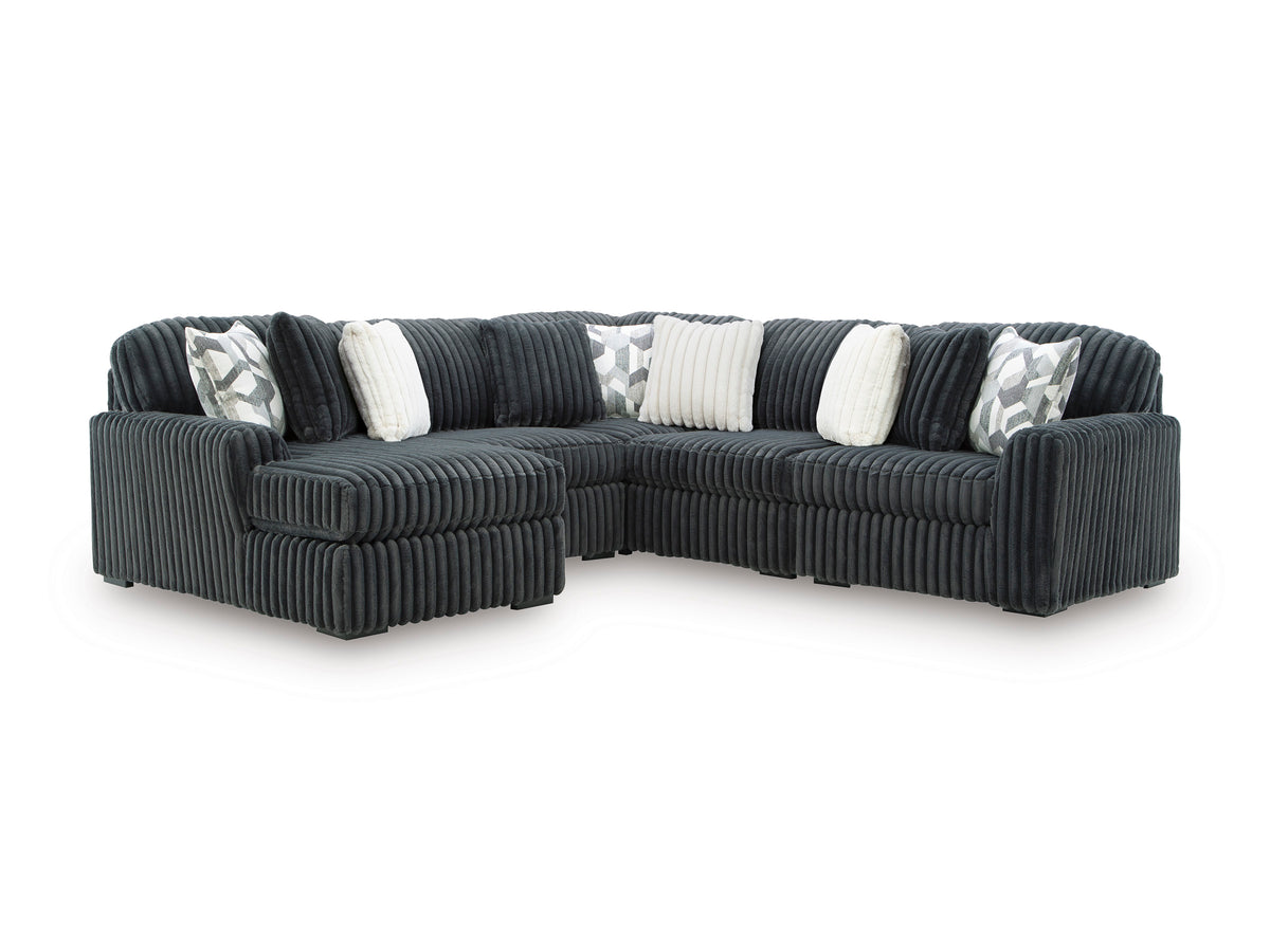 Ashley Midnight-Madness 5-Piece Sectional with Chaise Gunmetal Left-Facing