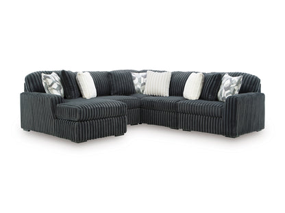 Ashley Midnight-Madness 5-Piece Sectional with Chaise Gunmetal Left-Facing