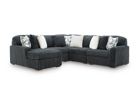 Ashley Midnight-Madness 5-Piece Sectional with Chaise Gunmetal Left-Facing