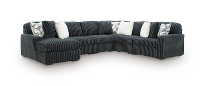 Ashley Midnight-Madness 6-Piece Sectional with Chaise Gunmetal Left-Facing