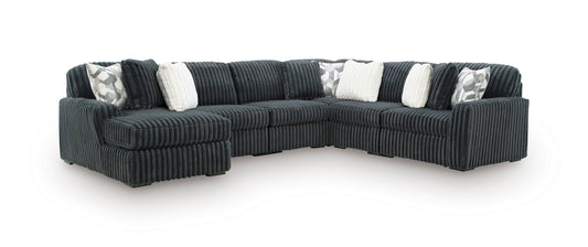 Ashley Midnight-Madness 6-Piece Sectional with Chaise Gunmetal Left-Facing