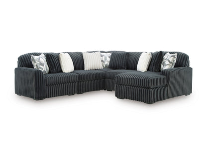 Ashley Midnight-Madness 5-Piece Sectional with Chaise Gunmetal Right-Facing