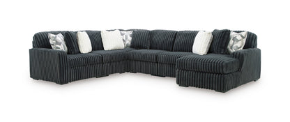 Ashley Midnight-Madness 6-Piece Sectional with Chaise Gunmetal Right-Facing