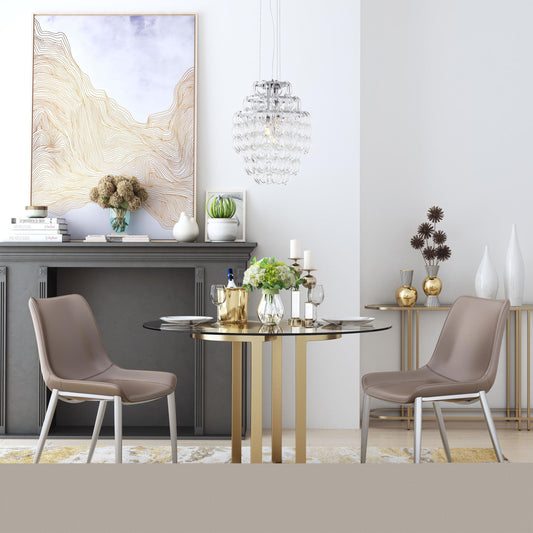 Magnus Dining Chair (Set of 2) Brown & Silver - alternate view