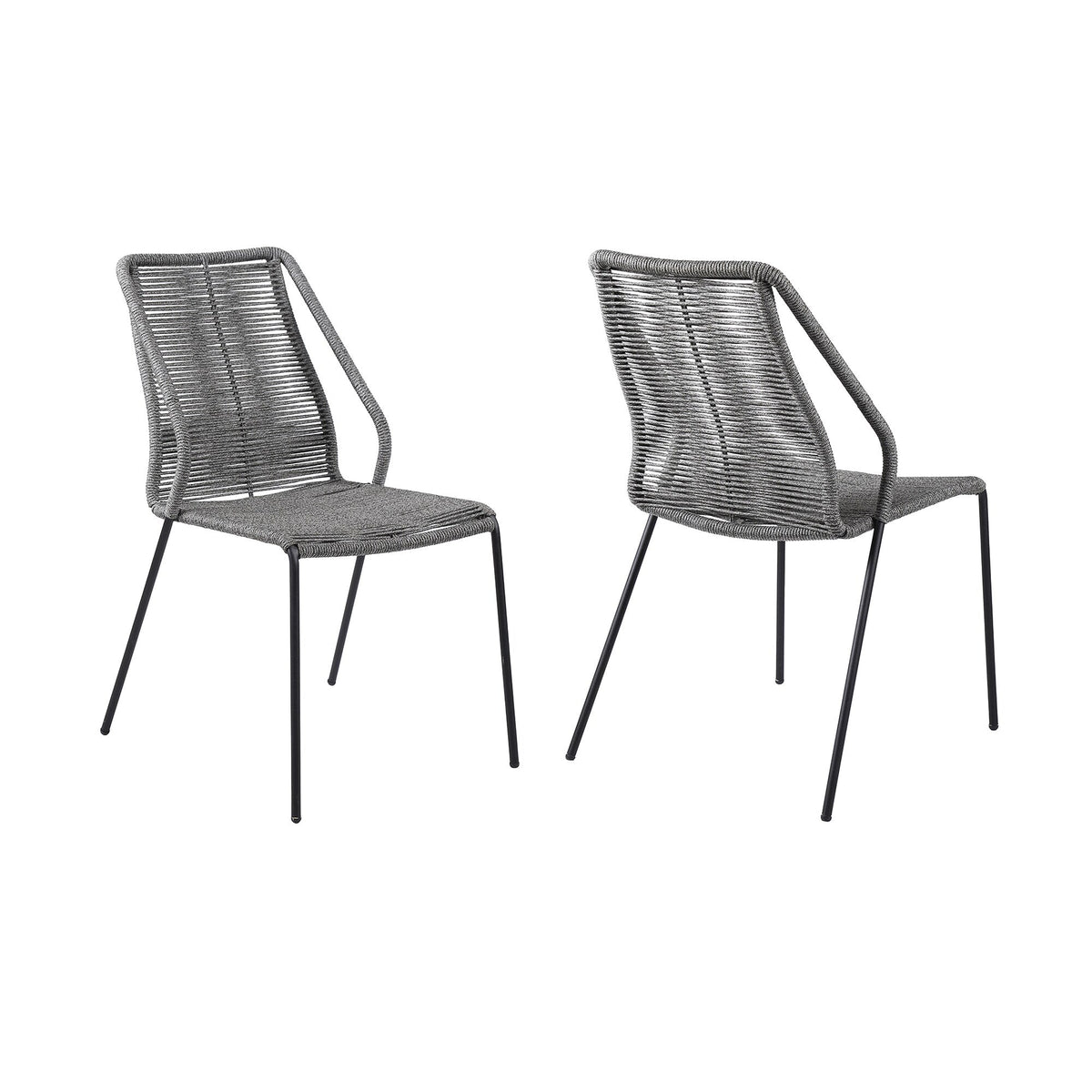Clip Indoor Outdoor Stackable Steel Dining Chair with Rope